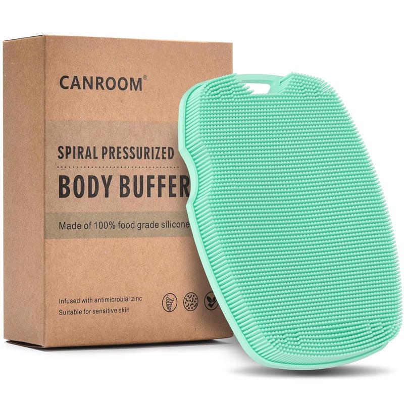 canroom Silicone Body Scrubber - Anti Zinc Infused-Highly Elastic Bristles Exfoliating Body Scrubber for Shower Body,Cellulite Reduction,Blood Circulation - Green - Image 1